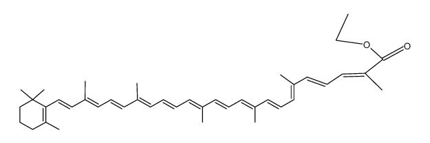 ethyl (2E,4E,6E,8E,10E,12E,14E,16E,18E,20E,22E,24E)-2,6,10,14,19,23-hexamethyl-25-(2,6,6-trimethylcyclohex-1-en-1-yl)pentacosa-2,4,6,8,10,12,14,16,18,20,22,24-dodecaenoate Structure