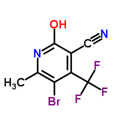 5-Bromo-6-methyl-2-oxo-4-(trifluoromethyl)-1,2-dihydro-3-pyridinecarbonitrile结构式