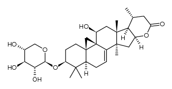 3β,11β-dihydroxy-24,25,26,27-tetranor-cycloart-7-en-23,16β-olide 3-O-β-D-xylopyranoside结构式