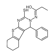 N-(4-phenyl-2-sulfanylidene-1,4,5,6,7,8-hexahydro-[1]benzothiolo[2,3-d]pyrimidin-3-yl)propanamide结构式