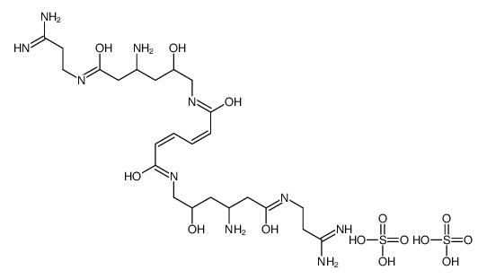 (2E,4E)-N,N'-bis[4-amino-6-[(3-amino-3-iminopropyl)amino]-2-hydroxy-6-oxohexyl]hexa-2,4-dienediamide,sulfuric acid结构式