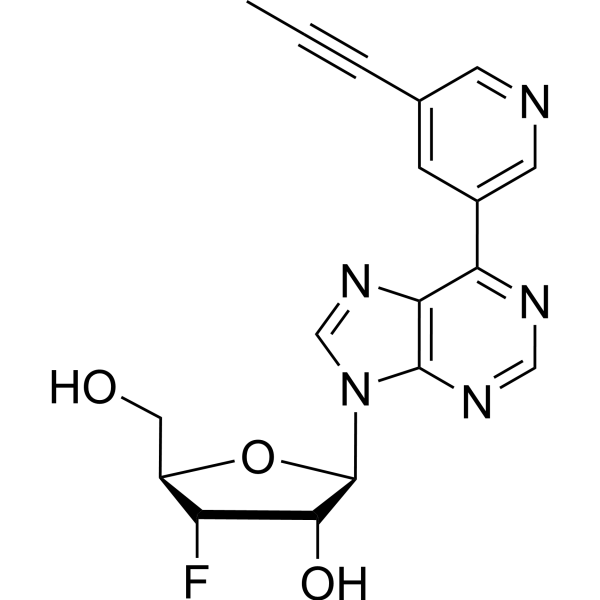 9-(3-Deoxy-3-fluoro-β-D-ribofuranosyl)-6-[5-(propyn-1-yl)pyridin-3-yl]purine Structure