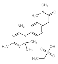 2-[4-(4,6-diamino-2,2-dimethyl-1,3,5-triazin-1-yl)phenyl]-N,N-dimethyl-acetamide; ethanesulfonic acid Structure