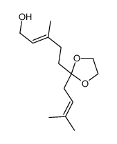 3-methyl-5-[2-(3-methylbut-2-enyl)-1,3-dioxolan-2-yl]pent-2-en-1-ol结构式