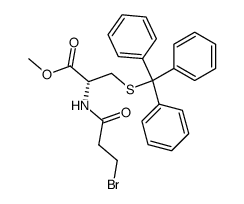 (R)-2-(3-Bromo-propionylamino)-3-tritylsulfanyl-propionic acid methyl ester Structure