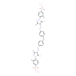 Benzenesulfonic acid, 4,4'-[methylenebis[4,1-phenyleneazo( 4,5-dihydro-3-methyl-5-oxo-1H-pyrazole-4,1-diyl)]]bis[3-methyl-, disodium salt structure