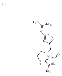 Guanidine, [4-[[[2-[(4-amino-1-oxido-1,2,5-thiadiazol-3-yl)amino]ethyl]thio]methyl]-2- thiazolyl]-, monohydrochloride picture