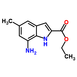 Ethyl 7-amino-5-methyl-1H-indole-2-carboxylate结构式