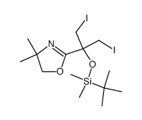 2-((2-tert-butyldimethylsilyloxy)-1,3-diiodopropan-2-yl)-4,4-dimethyl-4,5-dihydrooxazole结构式