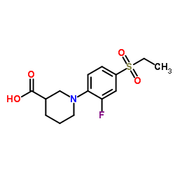 1-[4-(Ethylsulfonyl)-2-fluorophenyl]-3-piperidinecarboxylic acid结构式