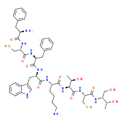 (2R,3R)-2-[(D-Phe-L-Cys-L-Phe-D-Trp-L-Lys-L-Thr-L-Cys-)Amino]-1,3-butanediol结构式