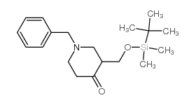 N-苄基-3-(叔丁基二甲基锡氧基甲基)-4-哌啶酮结构式