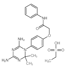 2-[4-(4,6-diamino-2,2-dimethyl-1,3,5-triazin-1-yl)phenoxy]-N-phenyl-acetamide; ethanesulfonic acid结构式