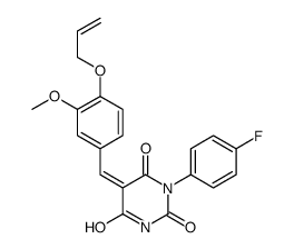 (5E)-1-(4-fluorophenyl)-5-[(3-methoxy-4-prop-2-enoxyphenyl)methylidene]-1,3-diazinane-2,4,6-trione Structure