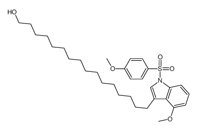 16-[4-methoxy-1-(4-methoxyphenyl)sulfonylindol-3-yl]hexadecan-1-ol结构式