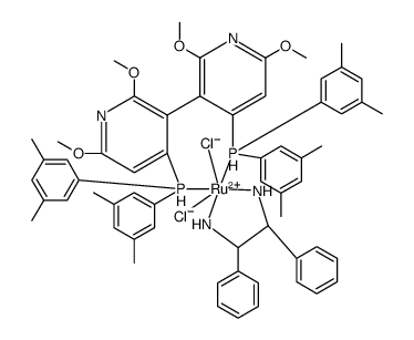 二氯[(S)-(-)-2,2'',6,6''-四甲氧基-4,4''-双(二(3,5-二甲苯基)膦基)-3,3''-联吡啶] [(1S,2S)-(-)-1,2-二苯基乙二胺]钌(II)结构式