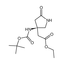 (-)-(R)-Ethyl 3-(tert-butyloxycarbonylamino)-5-oxo-3-pyrrolidineacetate Structure