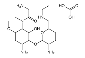 2-amino-N-[4-amino-3-[3-amino-6-(ethylaminomethyl)oxan-2-yl]oxy-2-hydr oxy-6-methoxy-cyclohexyl]-N-methyl-acetamide, carbonic acid structure