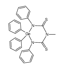 5-methyl-1,2,2,3-tetraphenyl-1,3,5,2-triazagerminane-4,6-dithione结构式