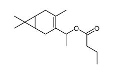 1-(3,7,7-trimethyl-4-bicyclo[4.1.0]hept-3-enyl)ethyl butanoate结构式