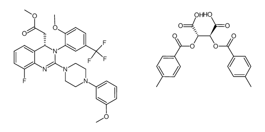 (2S,3S)-2,3-bis[(4-methylbenzoyl)oxy]succinic acid {(4S)-8-fluoro-2-[4-(3-methoxyphenyl)piperazin-1-yl]-3-(2-methoxy-5-(trifluormethyl)phenyl)-3,4-dihydroquinazolin-4-yl}acetic acid methyl ester Structure