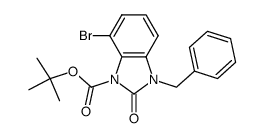 3-benzyl-7-bromo-2-oxo-2,3-dihydro-benzoimidazole-1-carboxylic acid tert-butyl ester Structure