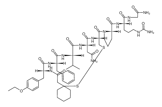 vasopressin, beta-mercapto beta,beta-cyclopentamethylenepropionic acid(1)-O-ethyl-Tyr(2)-Val(4)-Cit(8)- picture