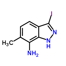 3-Iodo-6-methyl-1H-indazol-7-amine结构式