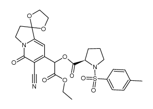 ethyl 2-[N-tosyl-(R)-prolyloxy]-2-[6-cyano-1,1-(ethylenedioxy)-5-oxo-1,2,3,5-tetrahydroindolizin-7-yl]acetate结构式