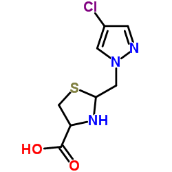 2-[(4-Chloro-1H-pyrazol-1-yl)methyl]-1,3-thiazolidine-4-carboxylic acid结构式