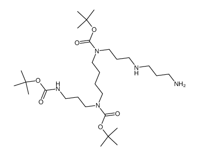 21-amino-2,2-dimethyl-4-oxo-3-oxa-5,9,14,18-tetraazaheneicosane-9,14-dicarboxylic acid bis(1,1-dimethylethyl) ester结构式