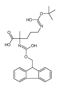 (2R)-5-(tert-butoxycarbonylamino)-2-(9H-fluoren-9-ylmethoxycarbon ylamino)-2-methyl-pentanoic acid Structure