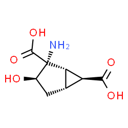 Bicyclo[3.1.0]hexane-2,6-dicarboxylic acid, 2-amino-3-hydroxy-, (1S,2R,3R,5R,6S)- (9CI) Structure