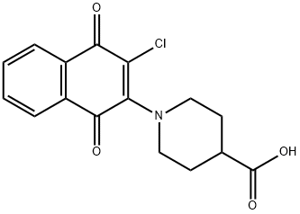 1-(3-chloro-1,4-dioxo-1,4-dihydro-2-naphthalenyl)-4-piperidinecarboxylic acid结构式