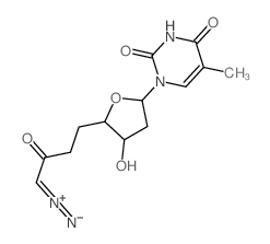 2,4(1H,3H)-Pyrimidinedione,1-[(2R,4S,5R)-5-(4-diazo-3-oxobutyl)tetrahydro-4-hydroxy-2-furanyl]-5-methyl- Structure