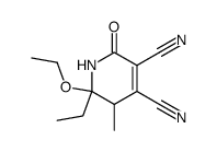 6-ethoxy-6-ethyl-5-methyl-2-oxo-1,2,5,6-tetrahydro-pyridine-3,4-dicarbonitrile结构式