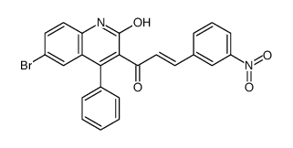 6-bromo-3-[(E)-3-(3-nitrophenyl)prop-2-enoyl]-4-phenyl-1H-quinolin-2-one结构式