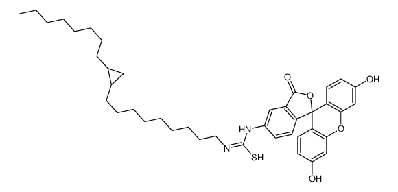 1-(3',6'-dihydroxy-3-oxospiro[2-benzofuran-1,9'-xanthene]-5-yl)-3-[9-(2-octylcyclopropyl)nonyl]thiourea结构式