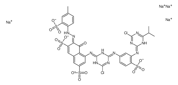 tetrasodium,(3Z)-5-[[4-chloro-6-[3-[(4-chloro-6-propan-2-yl-1,3,5-triazin-2-yl)amino]-4-sulfonatoanilino]-1,3,5-triazin-2-yl]amino]-3-[(4-methyl-2-sulfonatophenyl)hydrazinylidene]-4-oxonaphthalene-2,7-disulfonate Structure