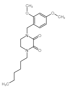 1-(2,4-Dimethoxybenzyl)-4-N-hexyl-2,3-dioxopiperazine Structure