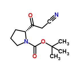 2-Methyl-2-propanyl (2R)-2-(cyanoacetyl)-1-pyrrolidinecarboxylate Structure