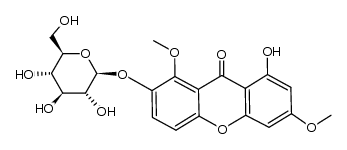 7-β-D-Glucopyranosyloxy-1-hydroxy-3,8-dimethyoxyxanthone结构式