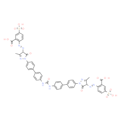 2,2'-[Carbonylbis[imino-1,1'-biphenyl-4,4'-diyl(4,5-dihydro-3-methyl-5-oxo-1H-pyrazole-1,4-diyl)azo]]bis[5-sulfobenzoic acid]tetrasodium salt结构式