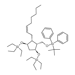 (((1R,3S,4R,5R)-4-(((tert-butyldiphenylsilyl)oxy)methyl)-5-((Z)-oct-2-en-1-yl)cyclopentane-1,3-diyl)bis(oxy))bis(triethylsilane)结构式