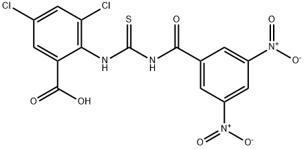 3,5-dichloro-2-[[[(3,5-dinitrobenzoyl)amino]thioxomethyl]amino]-benzoic acid结构式