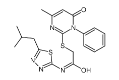 2-(4-methyl-6-oxo-1-phenylpyrimidin-2-yl)sulfanyl-N-[5-(2-methylpropyl)-1,3,4-thiadiazol-2-yl]acetamide Structure