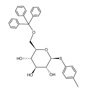 (2S,3R,4S,5S,6R)-2-(p-tolylthio)-6-((trityloxy)methyl)tetrahydro-2H-pyran-3,4,5-triol结构式