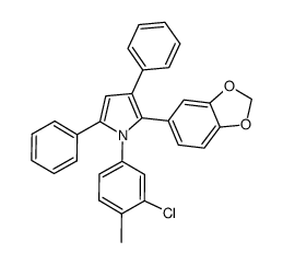 2-(benzo[d][1,3]dioxol-5-yl)-1-(3-chloro-4-methylphenyl)-3,5-diphenyl-1H-pyrrole结构式