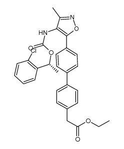 (4'-{4-[(R)-1-(2-Chloro-phenyl)-ethoxycarbonylamino]-3-methyl-isoxazol-5-yl}-biphenyl-4-yl)-acetic acid ethyl ester结构式