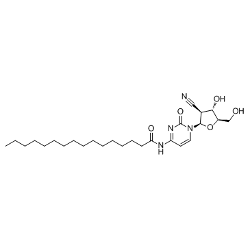 N-[1-[(2R,3S,4S,5R)-3-氰基-4-羟基-5-(羟甲基)氧杂环戊-2-基]-2-氧代嘧啶-4-基]十六酰胺结构式